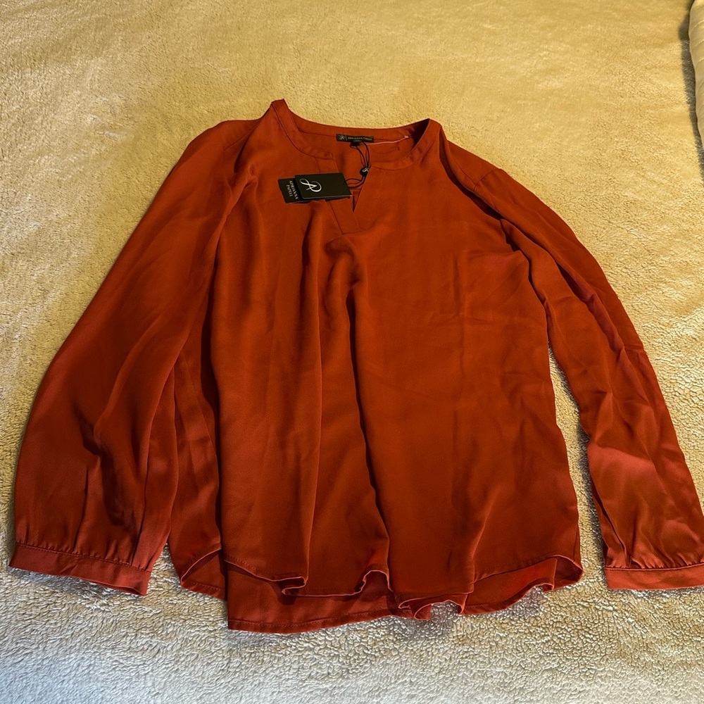 Adrianna Papell Terracotta Blouse